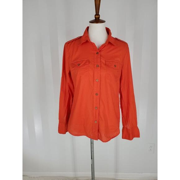 BANANA REPUBLIC Women's Orange Button Up Top Sz M - Picture 1 of 11